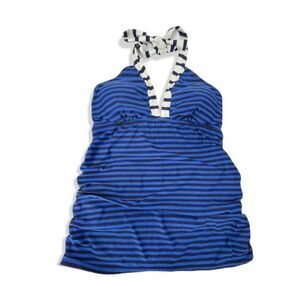 A Pea In The Pod Swim maternity Full Coverage Tankini Top Black blue Medium